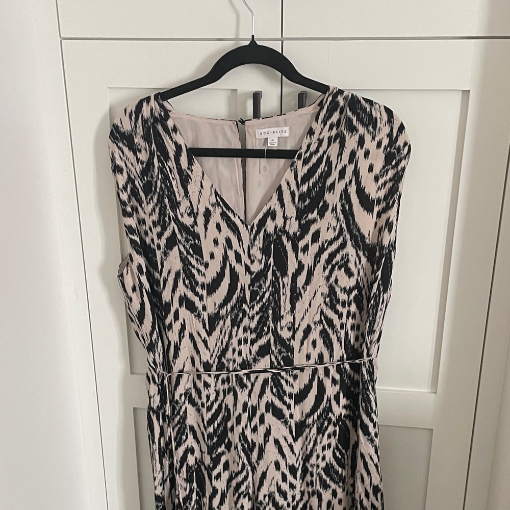 Black and Cream Patterned Jumpsuit